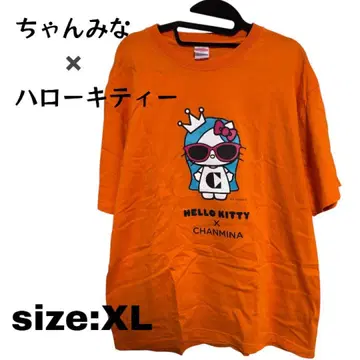 [레어 새상품급] 헬로키티 x 짱미나 티셔츠 XL 오렌지