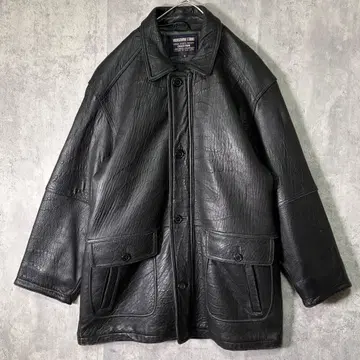 두툼한 양가죽 램 가죽 카 코트 블랙 천연 가죽 어깨 패드 없음