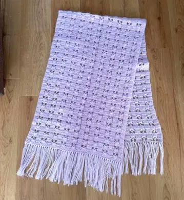 연보라 시스루 짜임 스톨 손뜨개질 울