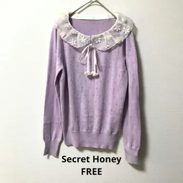 Secret Honey 시크릿허니 옷깃 레이스 니트 보라색