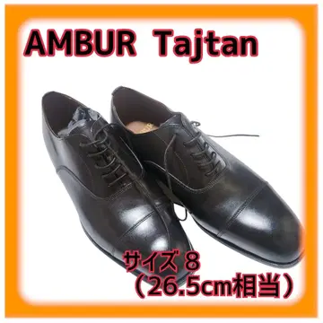 AMBUR Tajtan 스트레이트 팁 천연 가죽 비즈니스 슈즈 8 블랙