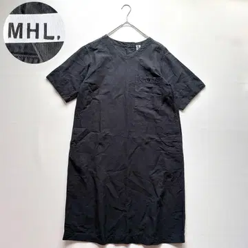 MHL. 코튼 린넨 원피스 블랙 반팔 일본제