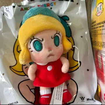 팝마트 앵그리 몰리 봉제 인형 펜던트 빨간색 1개