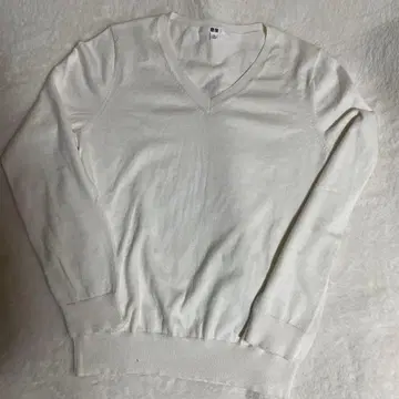 UNIQLO 유니클로 캐시미어 혼방 V넥 긴팔 니트 화이트 XL