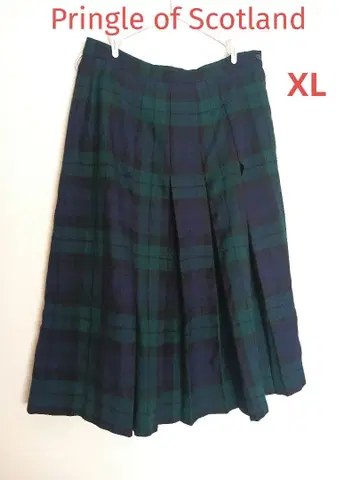 프링글 오브 스코틀랜드 네이비와 그린의 체크 스커트