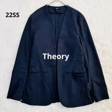 띠어리 22SS 노카라 자켓 린넨 혼방 ECO CRUNCH 네이비