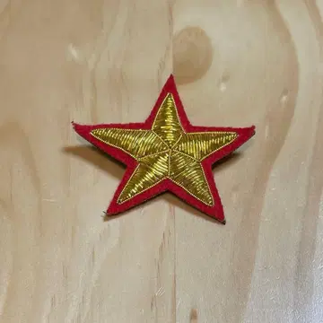 마콘 앙드레 코르 별 자수 브로치 골드 레드