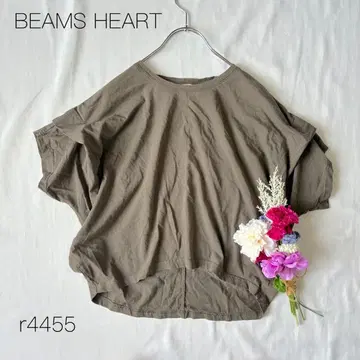 빔즈하트 beams 7부 소매 티셔츠 루즈핏 면 100% 그레이지