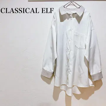 클래식 엘프 긴팔 셔츠 심플 무지 아이보리 바이컬러 드레이프감
