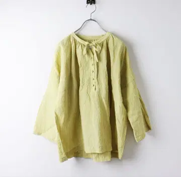 마갈리 magali 샴브레이 린넨 리본 타이 풀오버