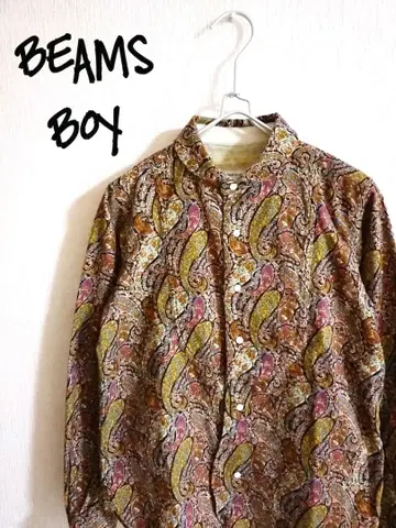 D222090 BEAMS BOY 페이즐리 둥근 카라 셔츠