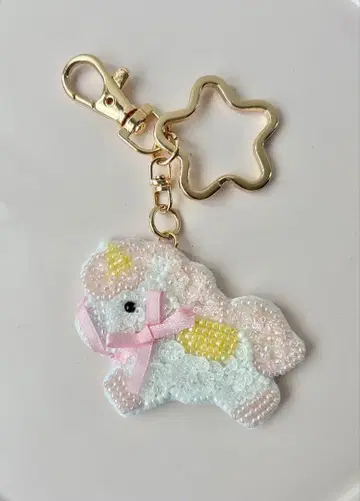 핑크 유니콘 백참 비즈 자수 핸드메이드 몽환룩