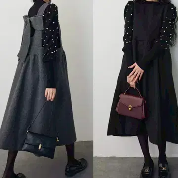 백리본 박스 실루엣 점프 스커트 블랙 플라네 같은 형태