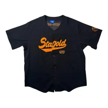 STAYGOLD 베이스볼 셔츠 블랙 로고 반팔 스트릿 구제 의류