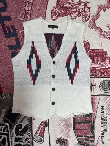 ICON'S 치마요 패턴 니트 베스트 L 사이즈 네이티브 무늬
