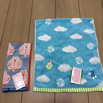 [ 미사용 ] 도라에몽 페이스 타월 손수건 세트