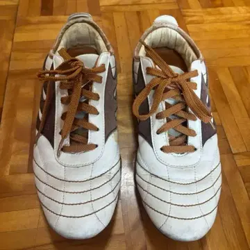 드래곤베어 화이트/브라운 스트라이프 스니커즈