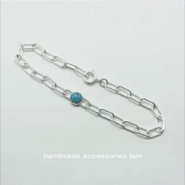 은은한 터콰이즈 심플 체인 팔찌 SV925 안쪽 둘레 17cm