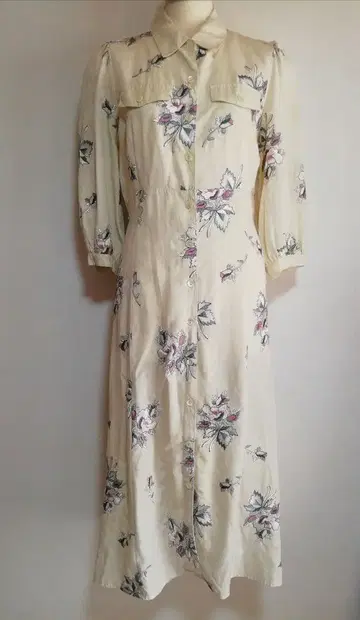 그레이스 콘티넨탈 꽃무늬 자수 셔츠 드레스 크림색 38