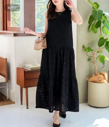 [고베 레터스] 이너 포함 시어 민소매 원피스 / 블랙 / PM