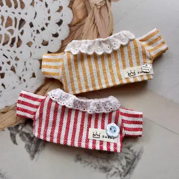 치비 누이 의류 옐로우 컬러, 빨간색 스트라이프 겉옷 셔츠 귀여운