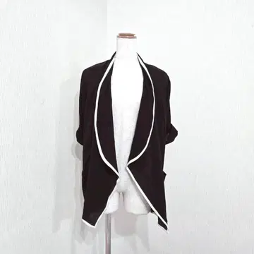 세실 맥비 얇은 소재 토퍼 가디건 (M) 블랙 계열 배색 봄/여름