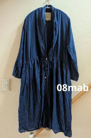 08mab 린넨 샴브레이 가운 가디건 네이비 원피스