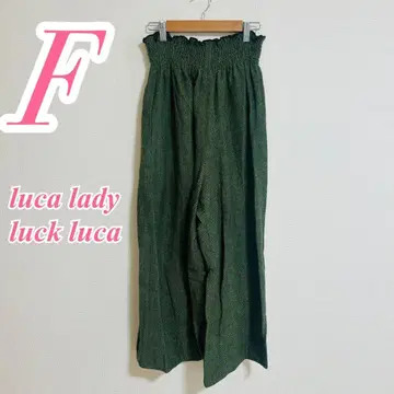 루카 레이디 랙 루카 와이드 팬츠 그린 블랙 F 헤링본