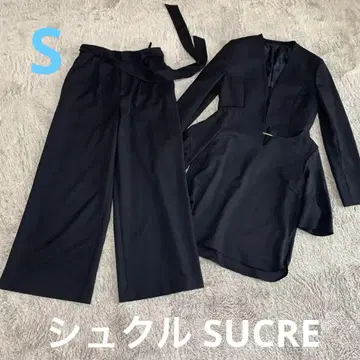 슈크르 수트 셋업 3세트 네이비 벨트 리본 노카라 S