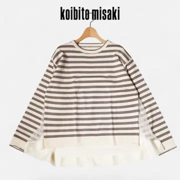 B6@ 새상품 koibito misaki 이후 튤 절개 보더 풀오버