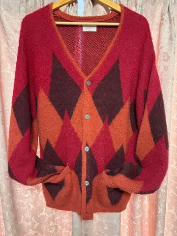 Backers L 사이즈 아가일 무늬 니트 가디건 아메카지 구제 의류