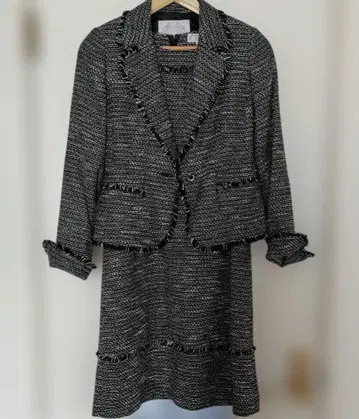 트위드 자켓과 드레스 세트, 민소매
