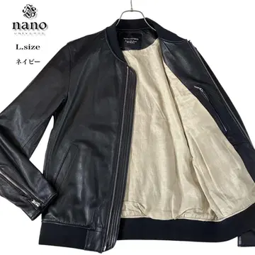 새상품급 나노 유니버스 양가죽 레더 플라이트 자켓 MA-1 네이비 L