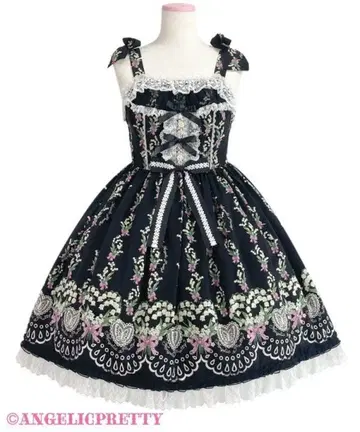 Angelic Pretty 스즈란 Bouquet 오버롤 스커트