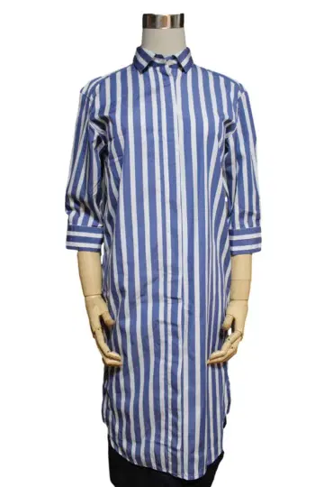 Bagutta 바구타 스트라이프 셔츠 원피스 블루x화이트 40