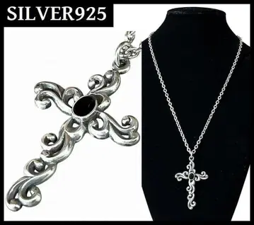 총 중량 14.7g 실버 925 블랙 오닉스 크로스 탑 목걸이
