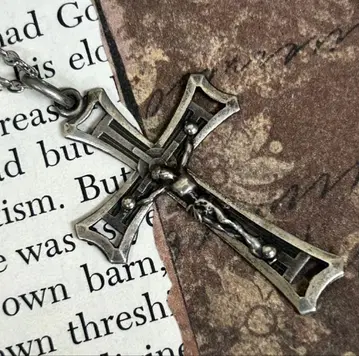 1930s 빈티지 크로스 십자가 목걸이 프랑스 은제