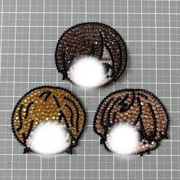 미니 캐릭터 사토 얼굴 핑크 신 부채 데코 스톤 데코 부품 3종 세트