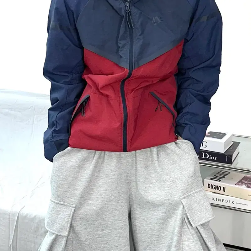 나이키 레드 네이비 테크팩 후드 바람막이 XL