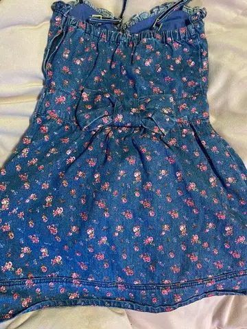 LIZLISA 꽃무늬 데님 스커트 백 리본 데님 스커트