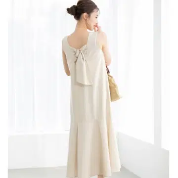 fifth 백 벨트 머메이드 린넨 원피스 베이지 리본