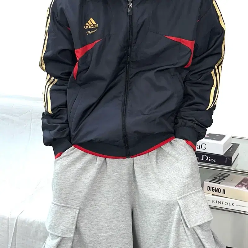 아디다스 올드스쿨 프로페셔널 골드 트랙탑 바람막이 XL