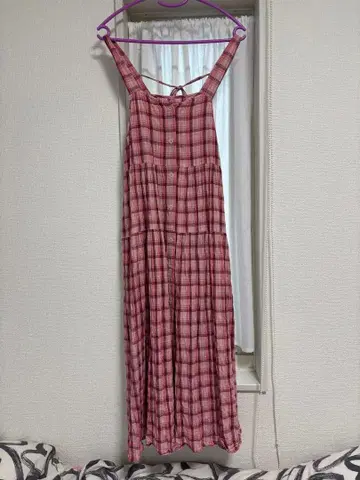 BEAMS BOY 빔즈 보이 핑크 계열 체크 슬리브리스 원피스