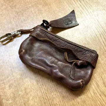 winds 가죽 미니 파우치 2개 수납 빈티지풍 소품함 동전 지갑