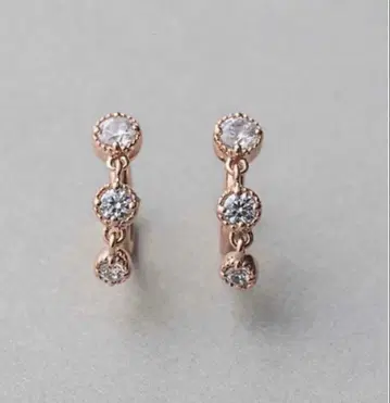 [ 새상품급/한쪽만 ] ete 귀찌 3연 비쥬 핑크 골드