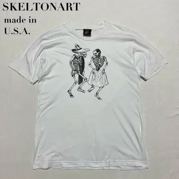 USA제 SKELTONART 스켈레톤 프린트 T셔츠 L 해골