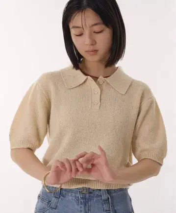 MUHET 글리터 폴로 니트