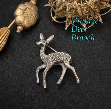 빈티지 영국 마카사이트 사슴 디어 브로치