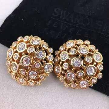 스와로브스키 귀찌 골드 플라워 큐빅 대형