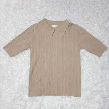노스탤지어 리브 펄 반팔 니트 베이지 고급 페미닌 a2282